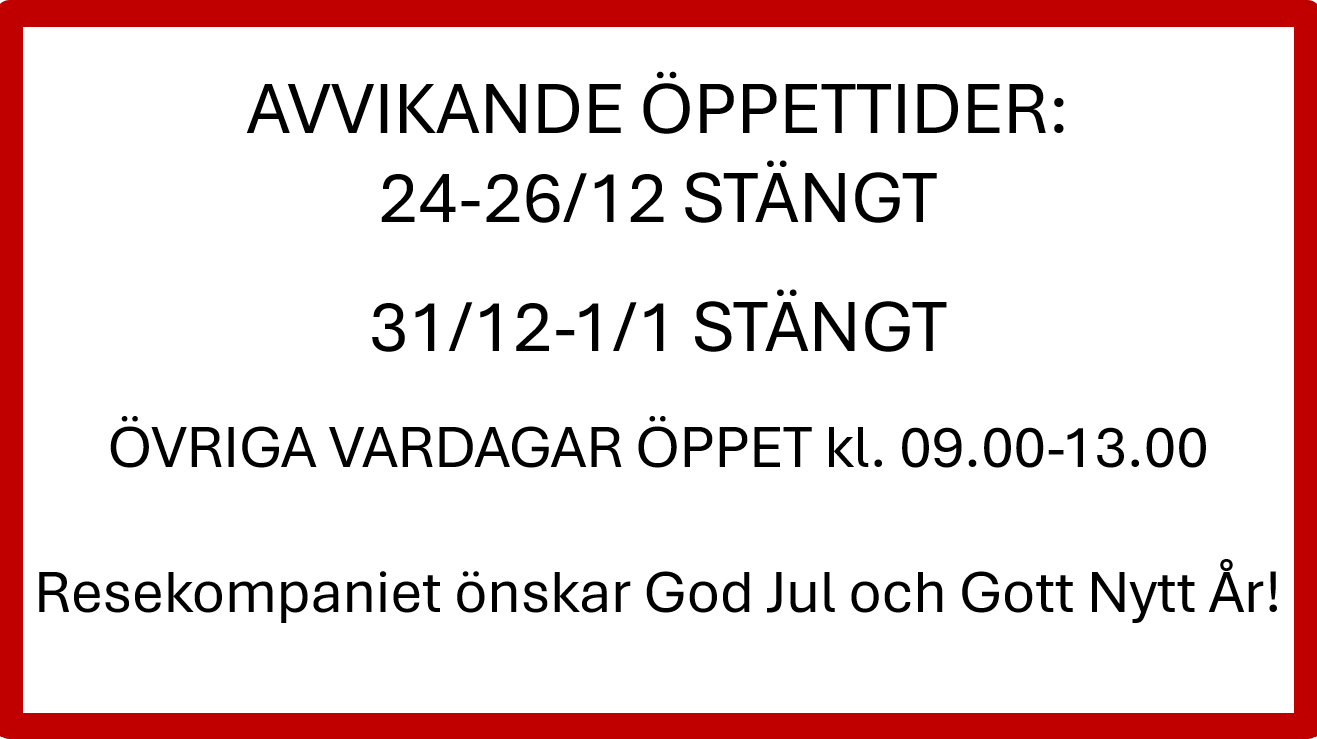 Avvikande �ppettider